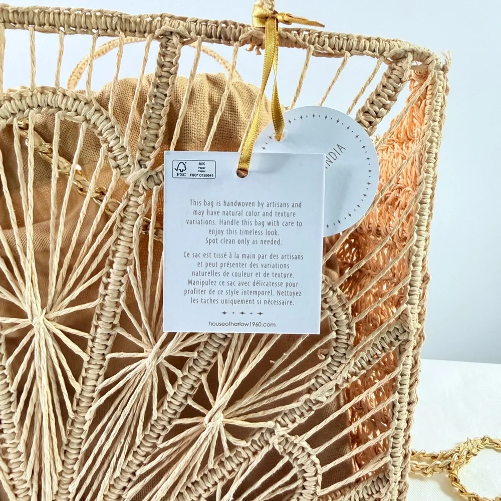 House of Harlow 1960 Beige Woven Crossbody Bag - Picture 8 of 9